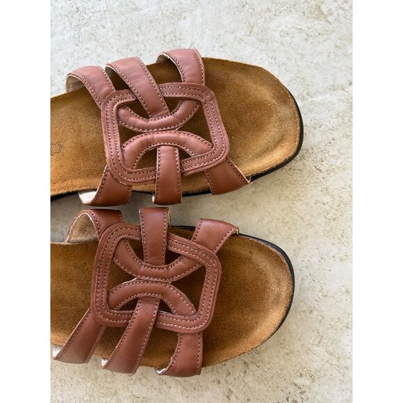 Naot Womens Sz 40 Leather Sandals Brown Slide Comfort Footbed - Picture 2 of 9
